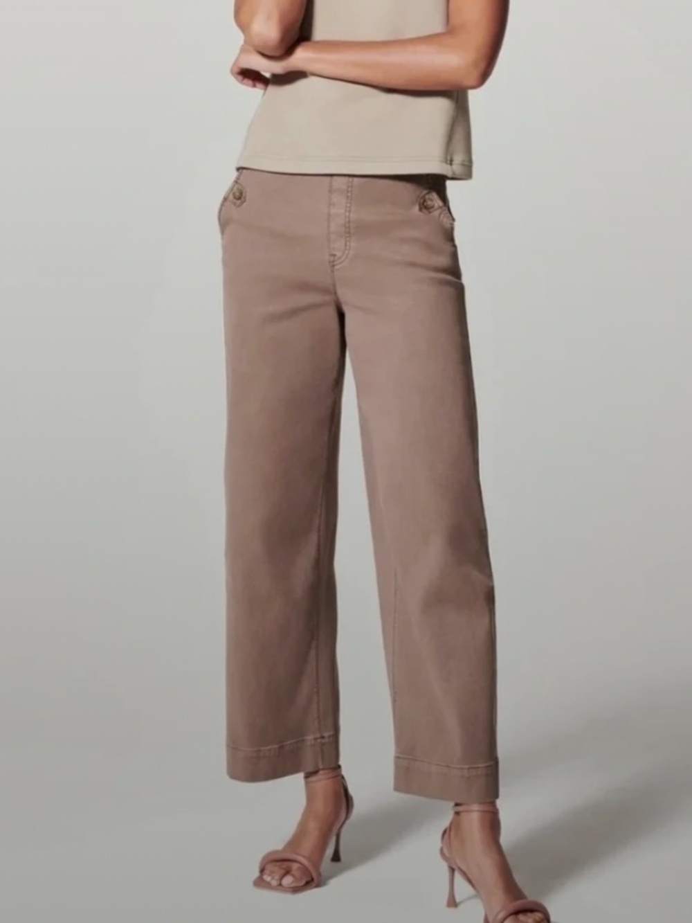 SPANX Wide Leg Pants in Taupe Brown PETITE